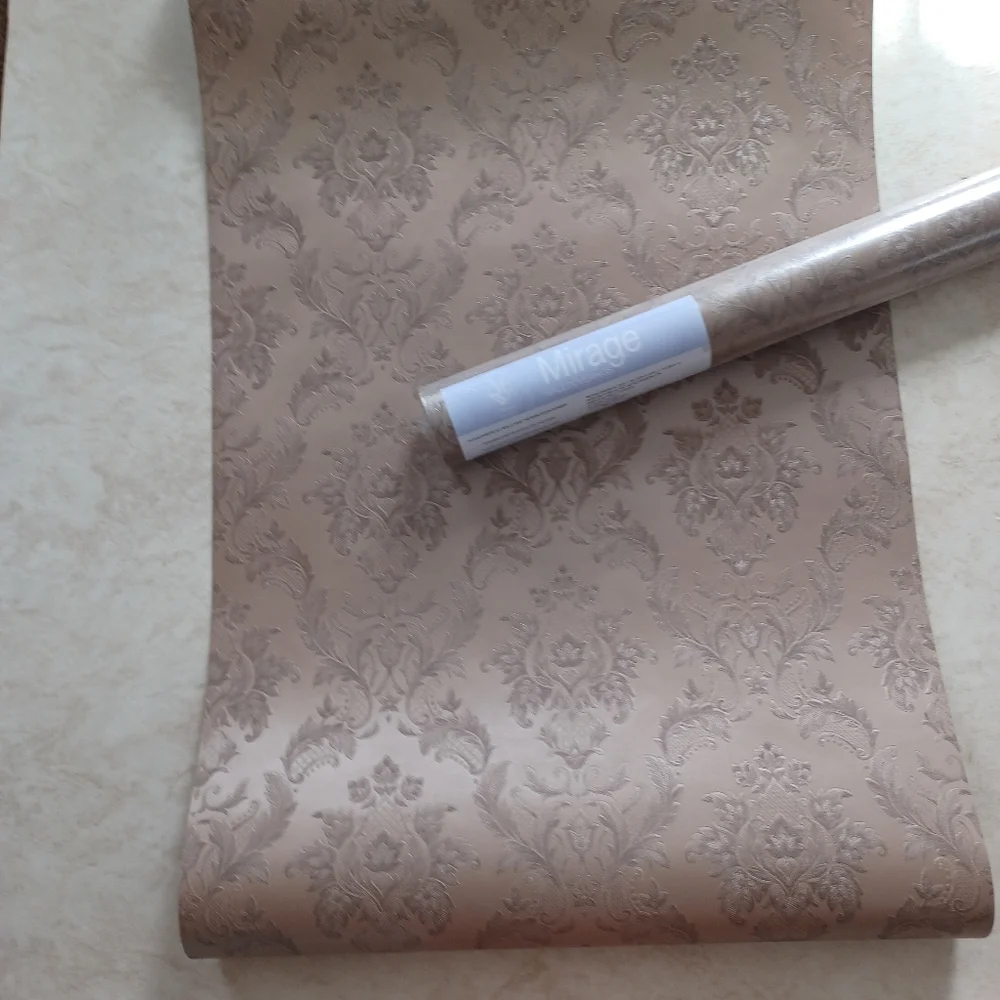 Wallpaper Monique Damask Taupe Satin